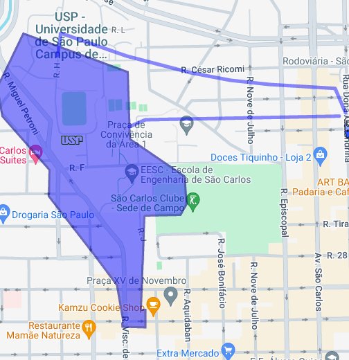 Como ir da Rodoviária ao Campus da USP - Google My Maps